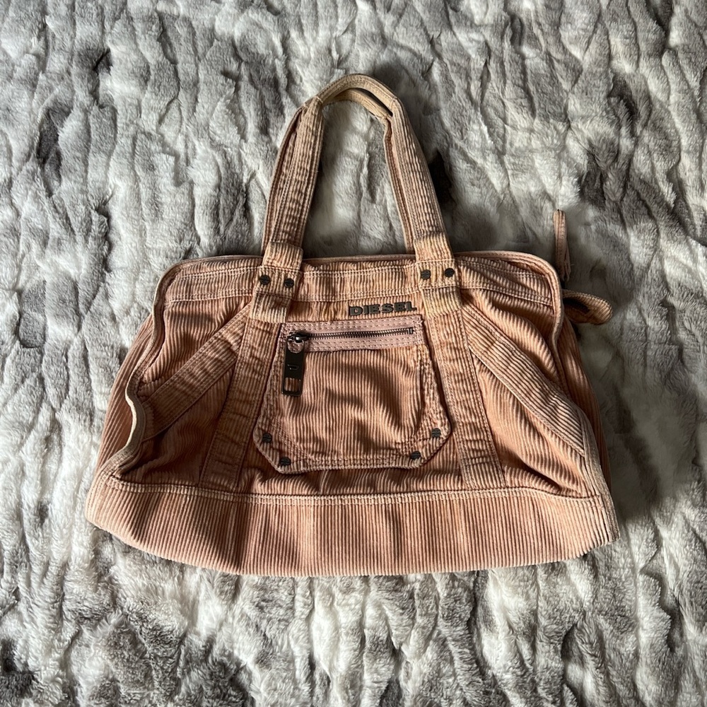 pink diesel corduroy bag